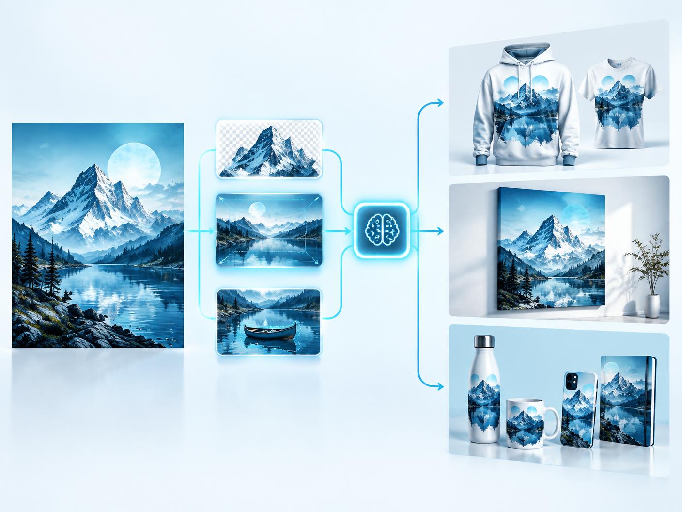 AI imagery transformed into finished custom products